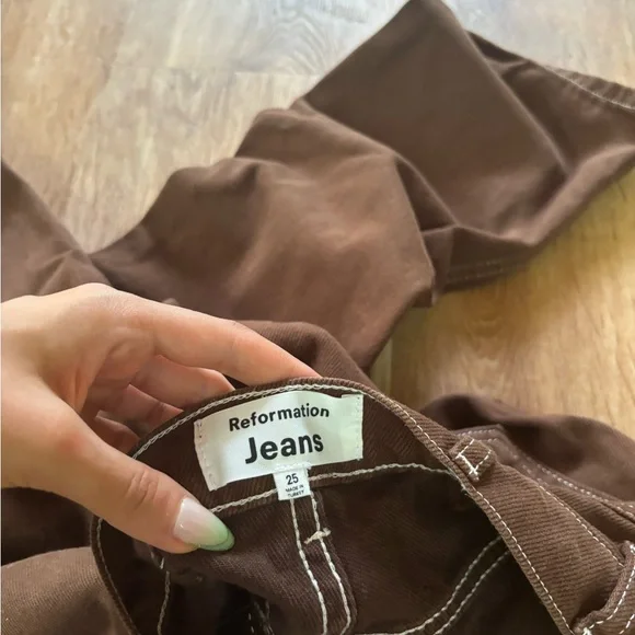 Reformation straight legged high waisted brown jeans size 25 - Picture 9 of 9